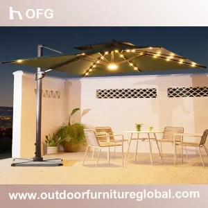 Wholesale Garden Square Roman Umbrella with Light Custom Outdoor Sun Umbrella