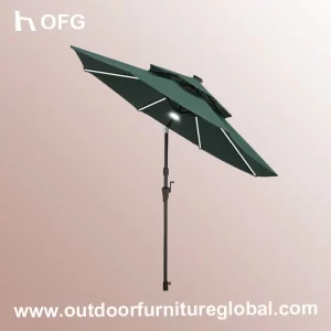 LED Center Pole Umbrella - Waterproof & UV Protection for Beach, Patio, Garden