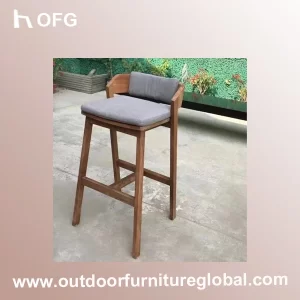 Commercial-Grade Outdoor Bar Stool with Backrest
